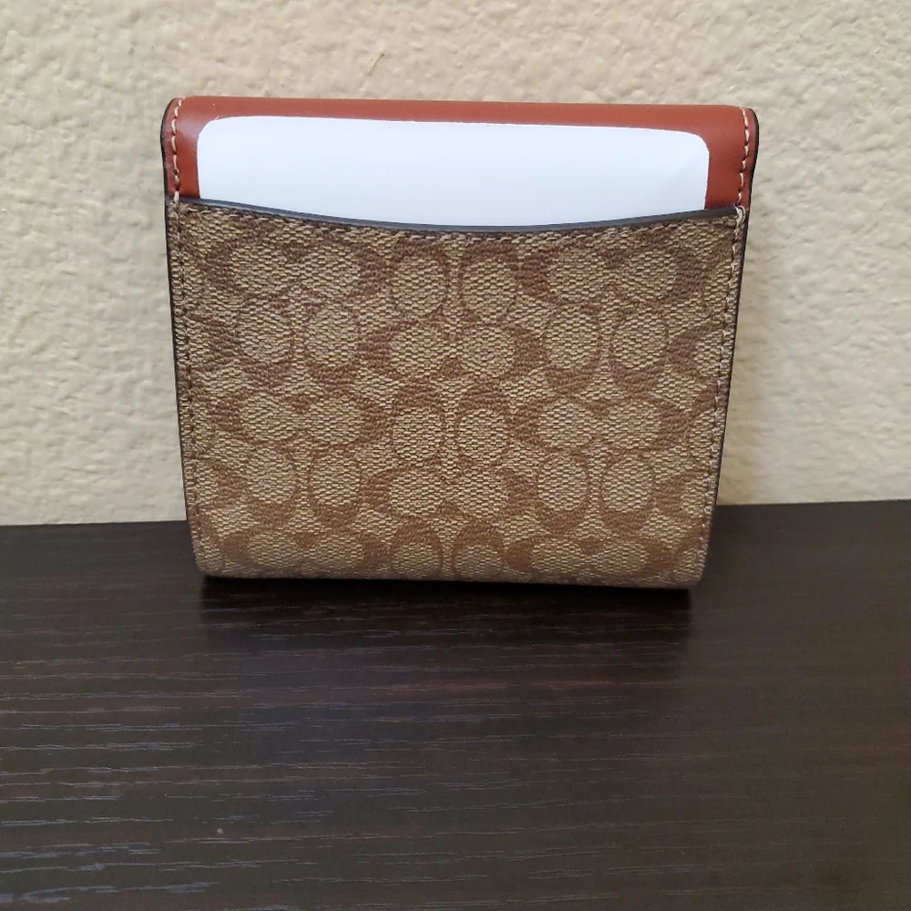 Coach Small Trifold Wallet In Signature Canvas - Picture 8 of 13